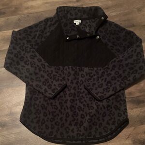 J. Crew Black and Gray Leopard Print Sweatshirt
